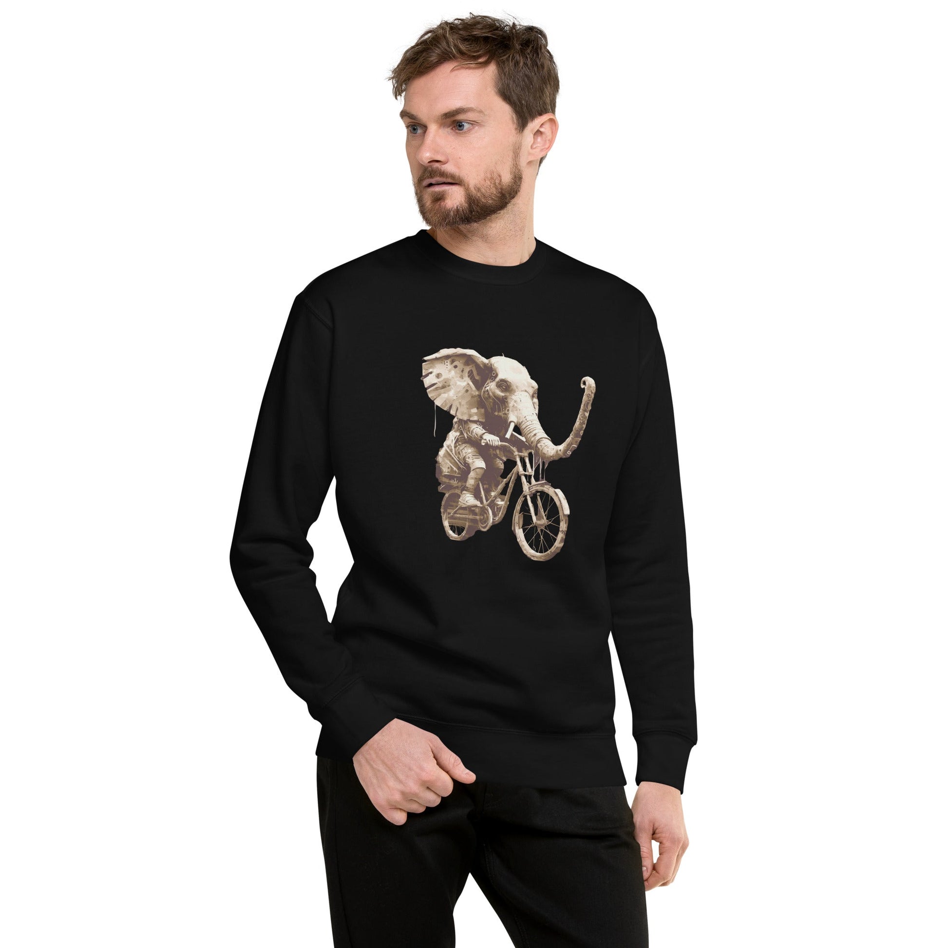 Male Model Front: GRUNGE ELEPHANT Sweatshirt in Black on Male Model