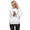 Female Model Front: GRUNGE ELEPHANT Sweatshirt in White on Female Model