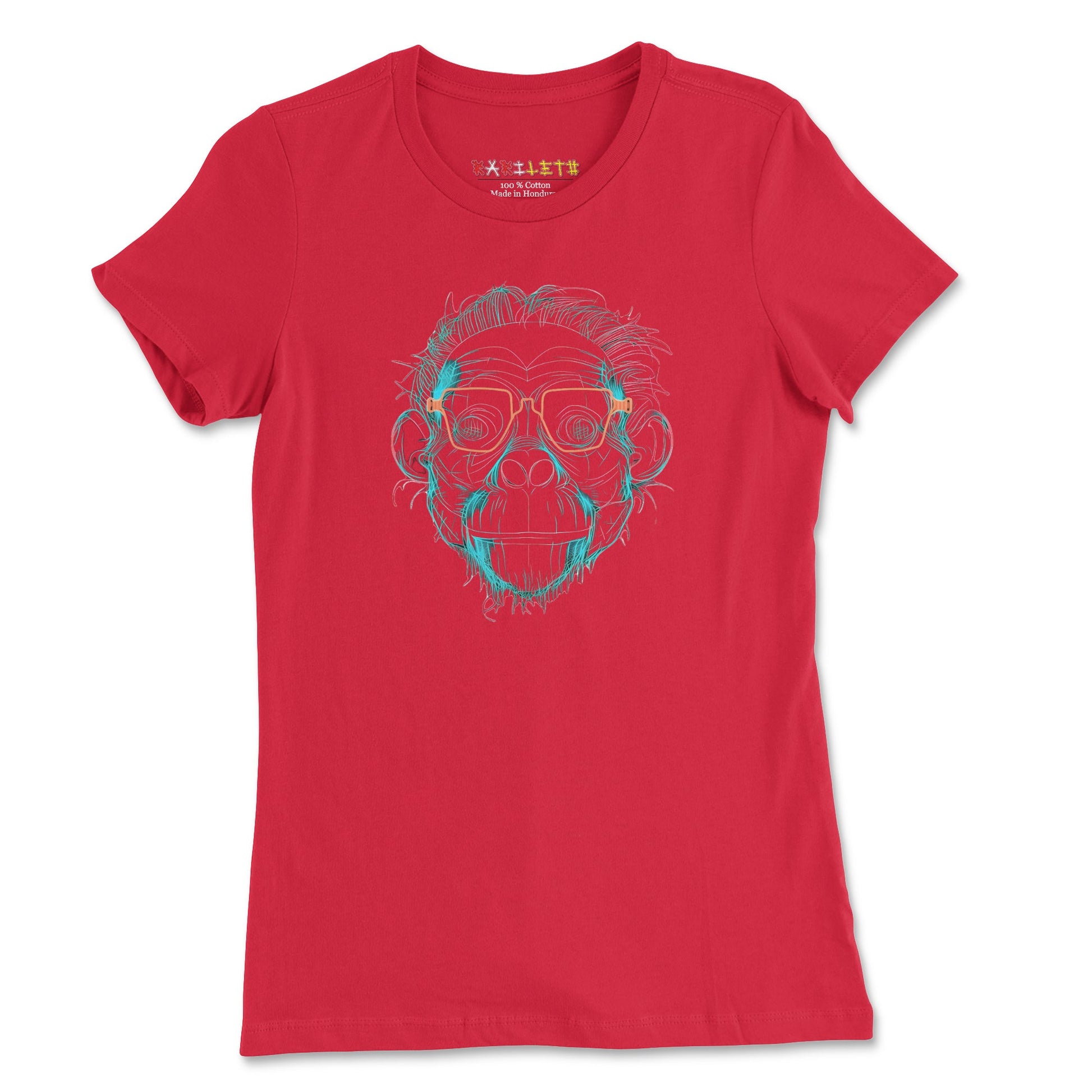 Front Red: INTELLECTUAL APE Premium Tee in Red - Front View