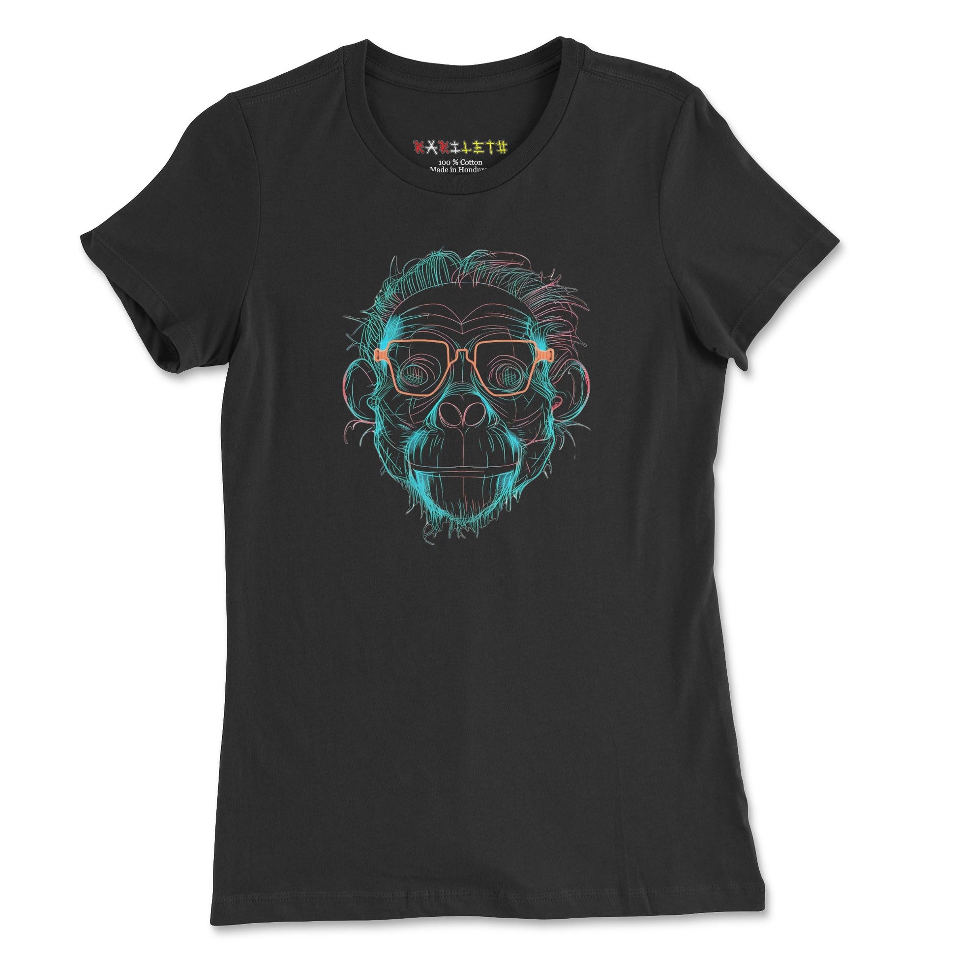 Front Black: INTELLECTUAL APE Premium Tee in Black - Front View