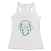 Front Solid White Triblend: INTELLECTUAL APE Triblend Racerback Tank in Solid White Triblend - Front View

