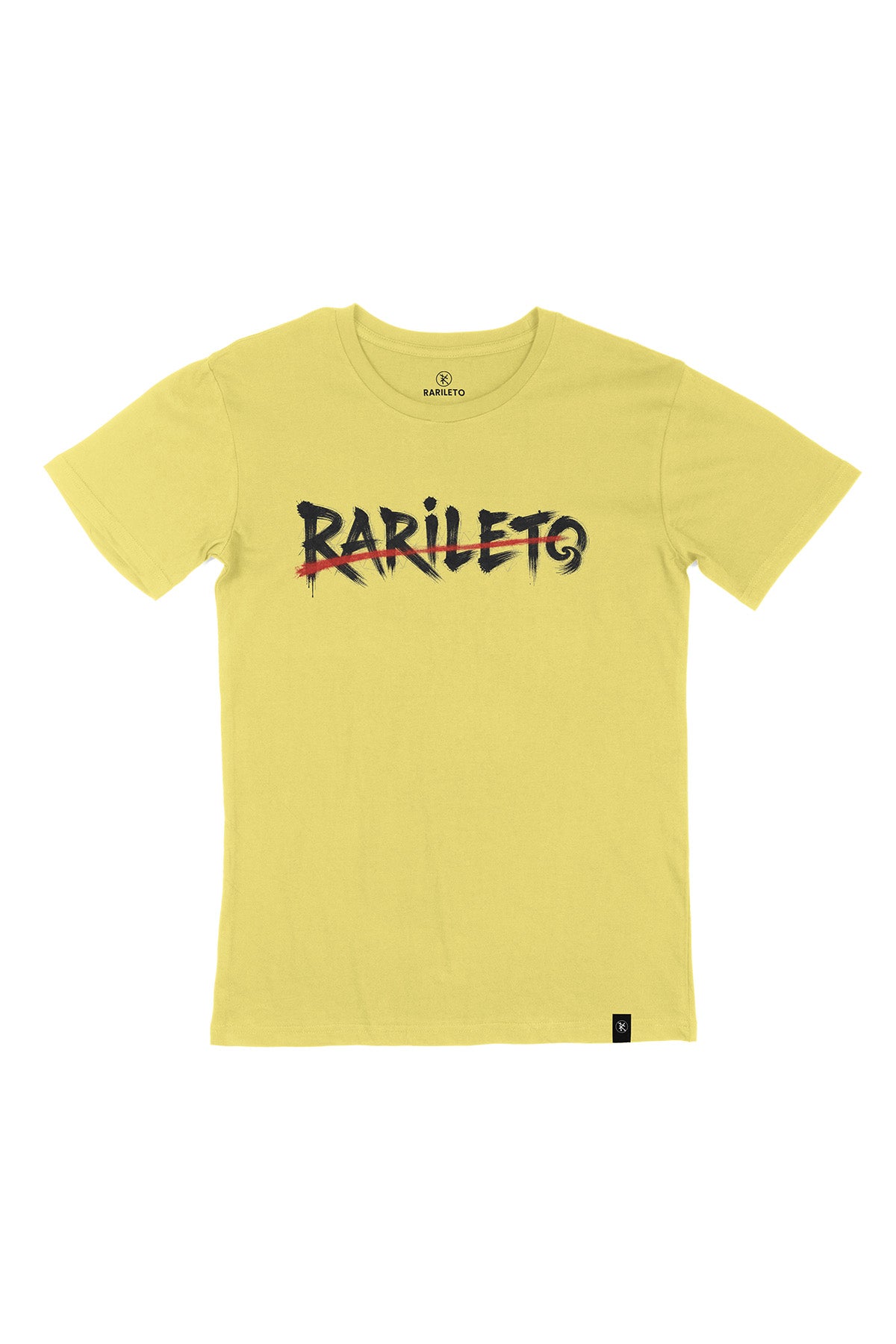 Lemon graphic tee front flat lay — RARILETO Brushed Stroke Logo Classic Tee