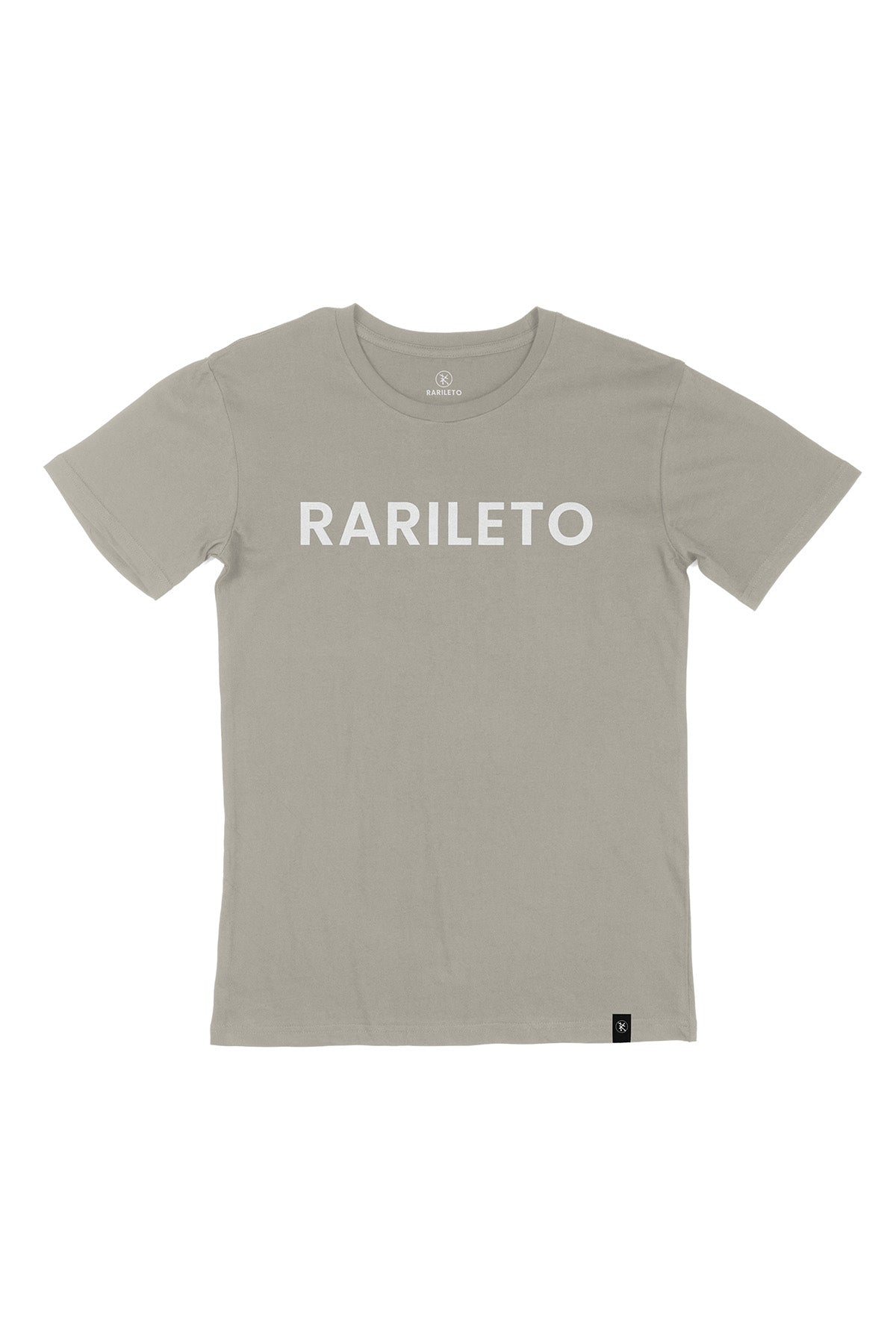 Light Grey graphic tee front flat lay — RARILETO Logo Classic Tee