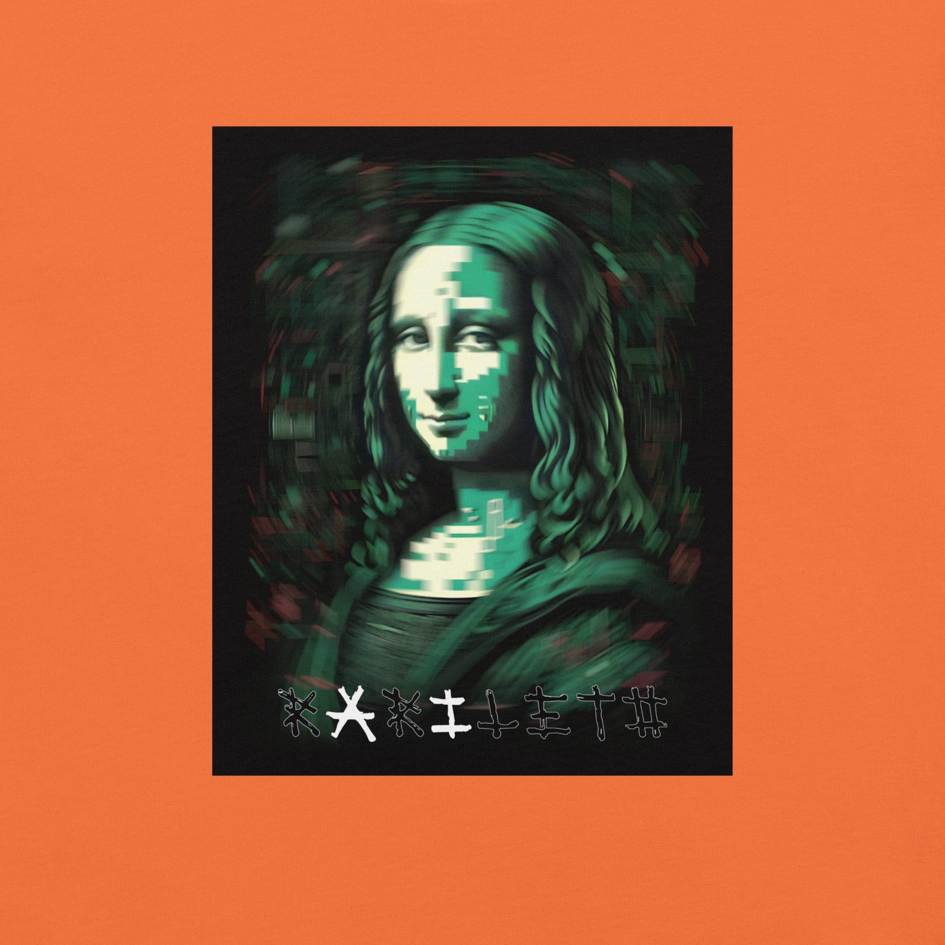 Orange Design Front View of LUCID MONA LISA Premium Crewneck T-Shirt