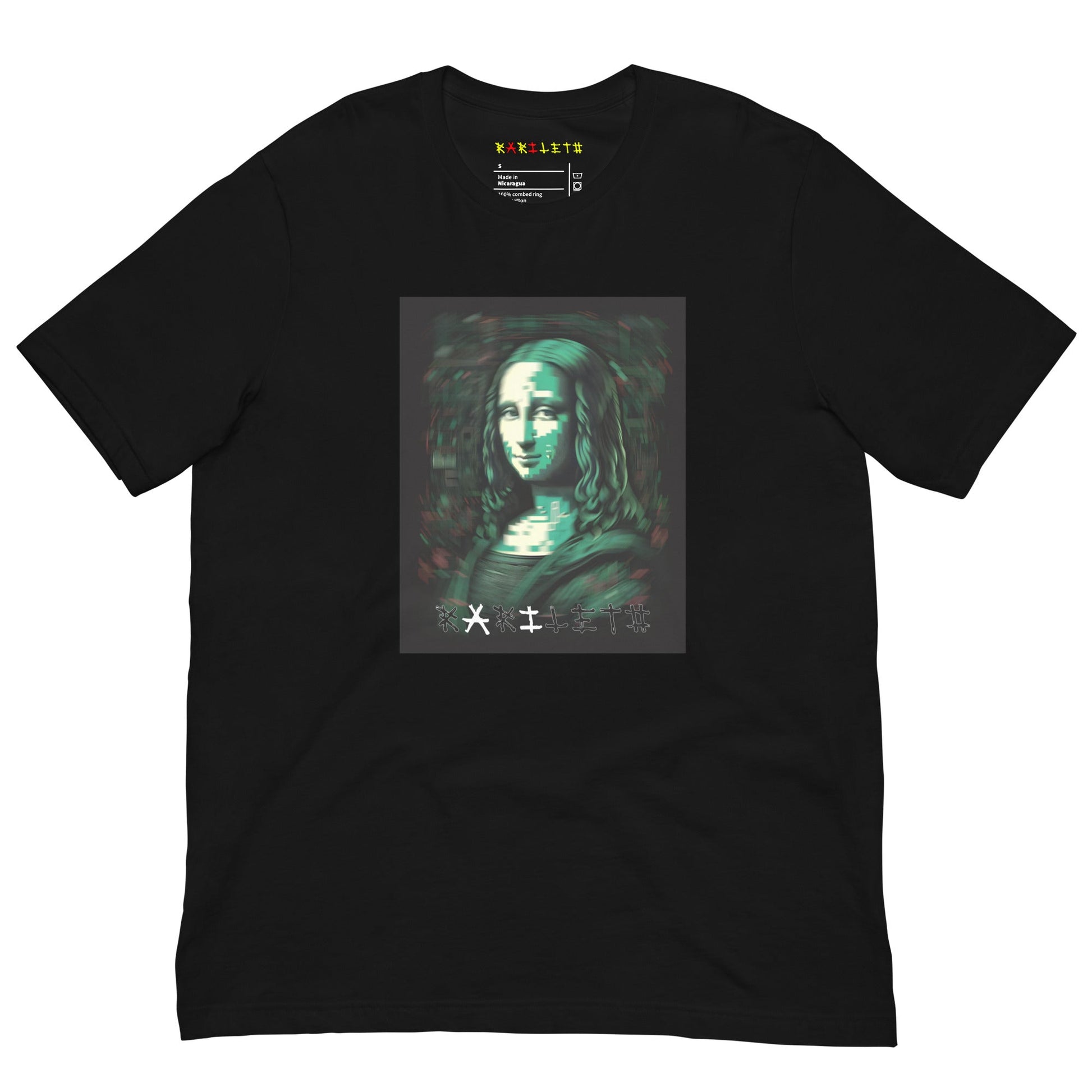 Black Front View of LUCID MONA LISA Premium Crewneck T-Shirt