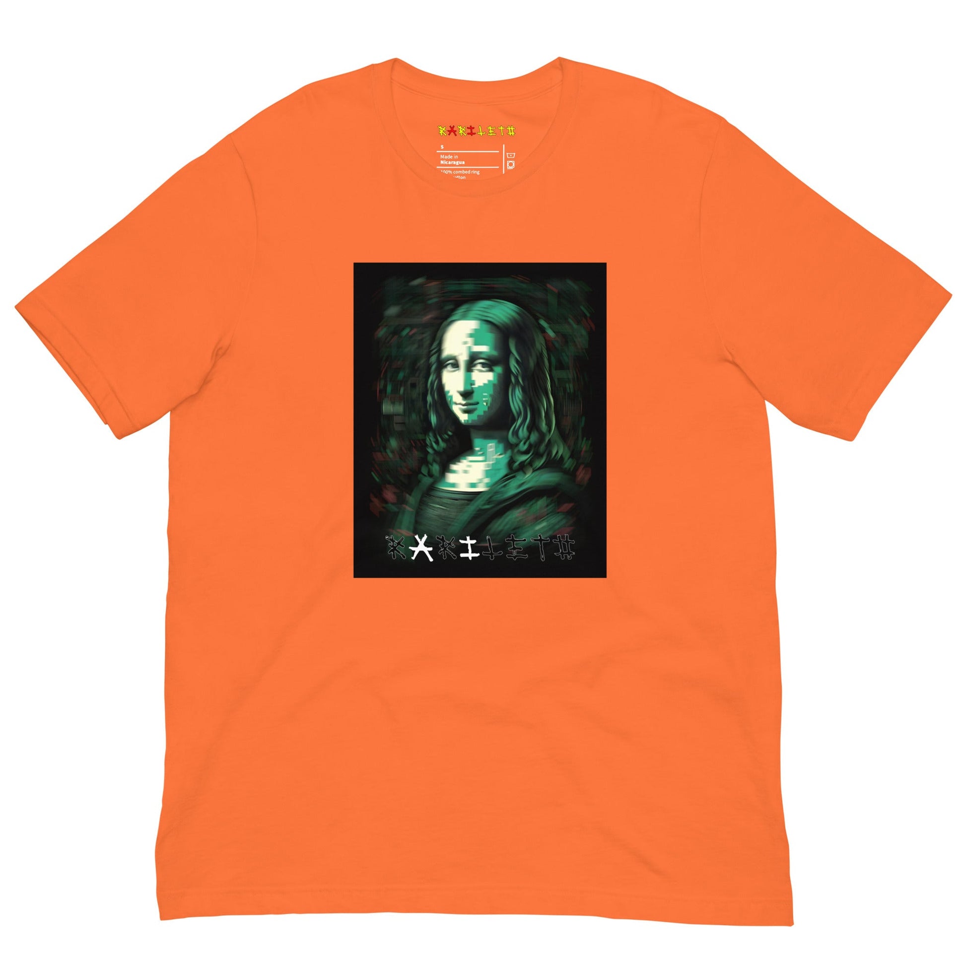 Orange Front View of LUCID MONA LISA Premium Crewneck T-Shirt