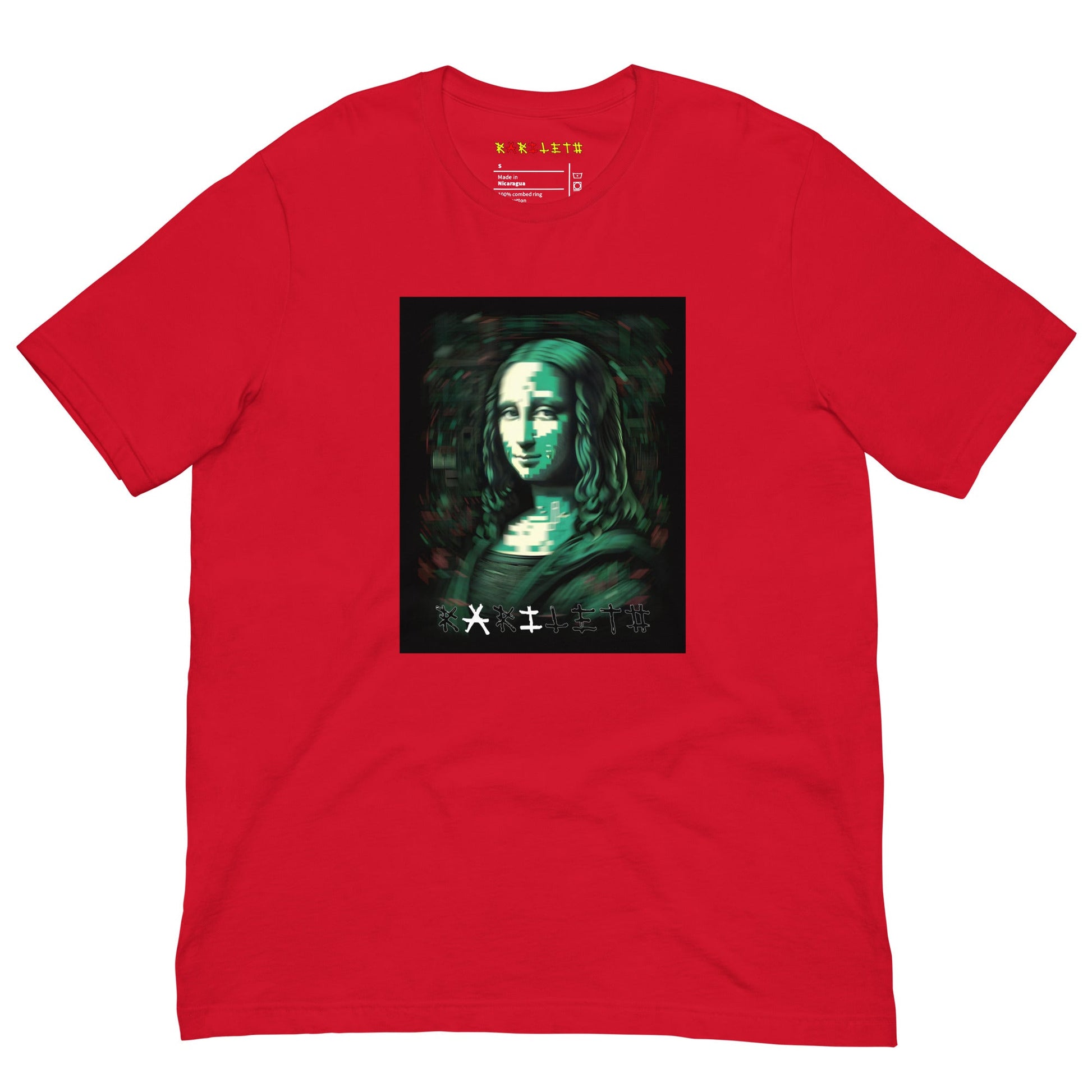 Red Front View of LUCID MONA LISA Premium Crewneck T-Shirt