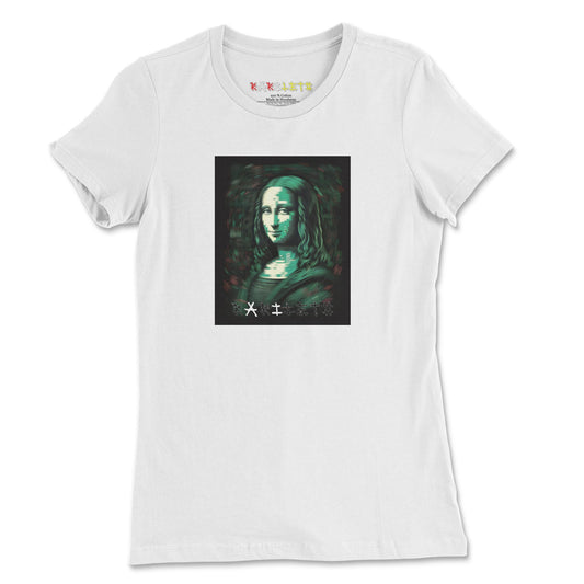 Front White: LUCID MONA LISA Premium Tee in White - Front View

