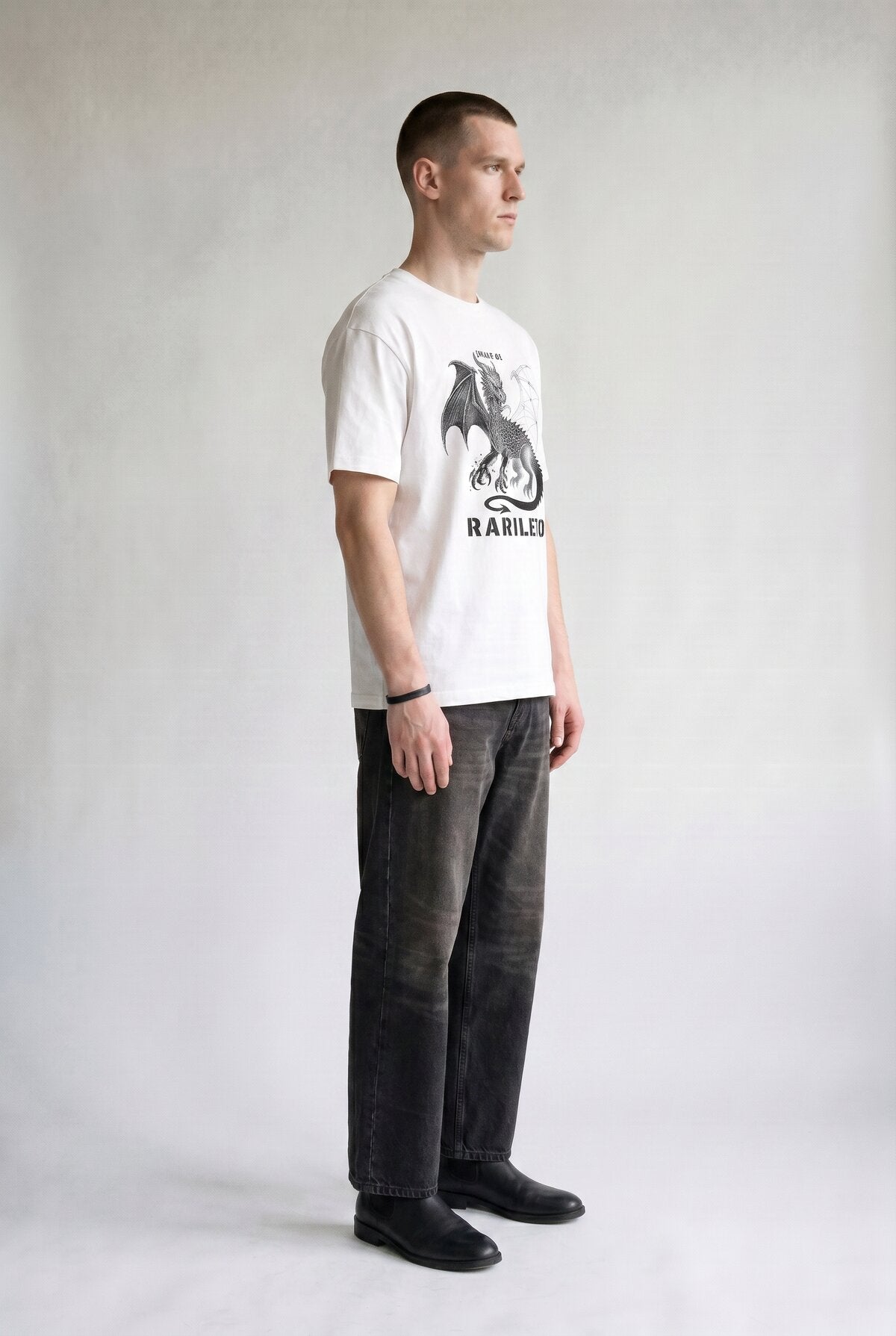 White male model side view — RARILETO Drago Classic Tee