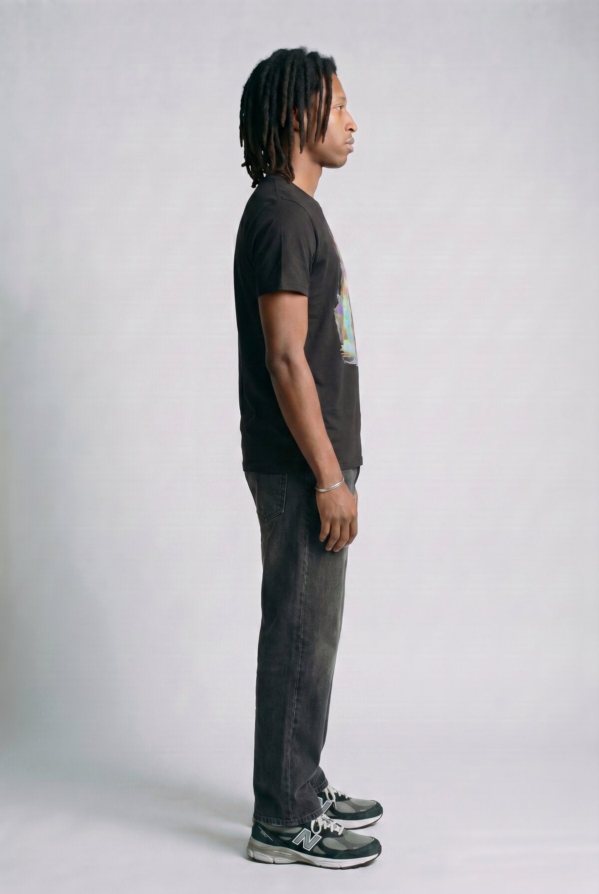 Black male model side view — RARILETO Clowns Classic Tee