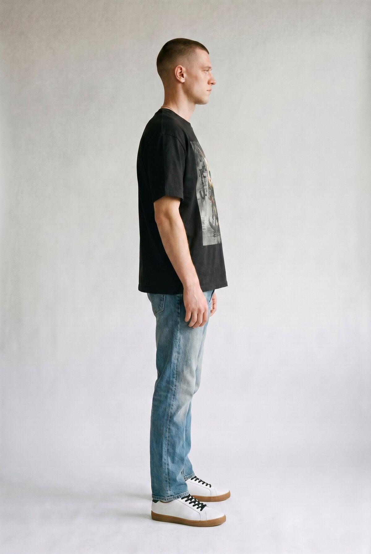 Multi-Color male model side view — RARILETO Cats Classic Tee
