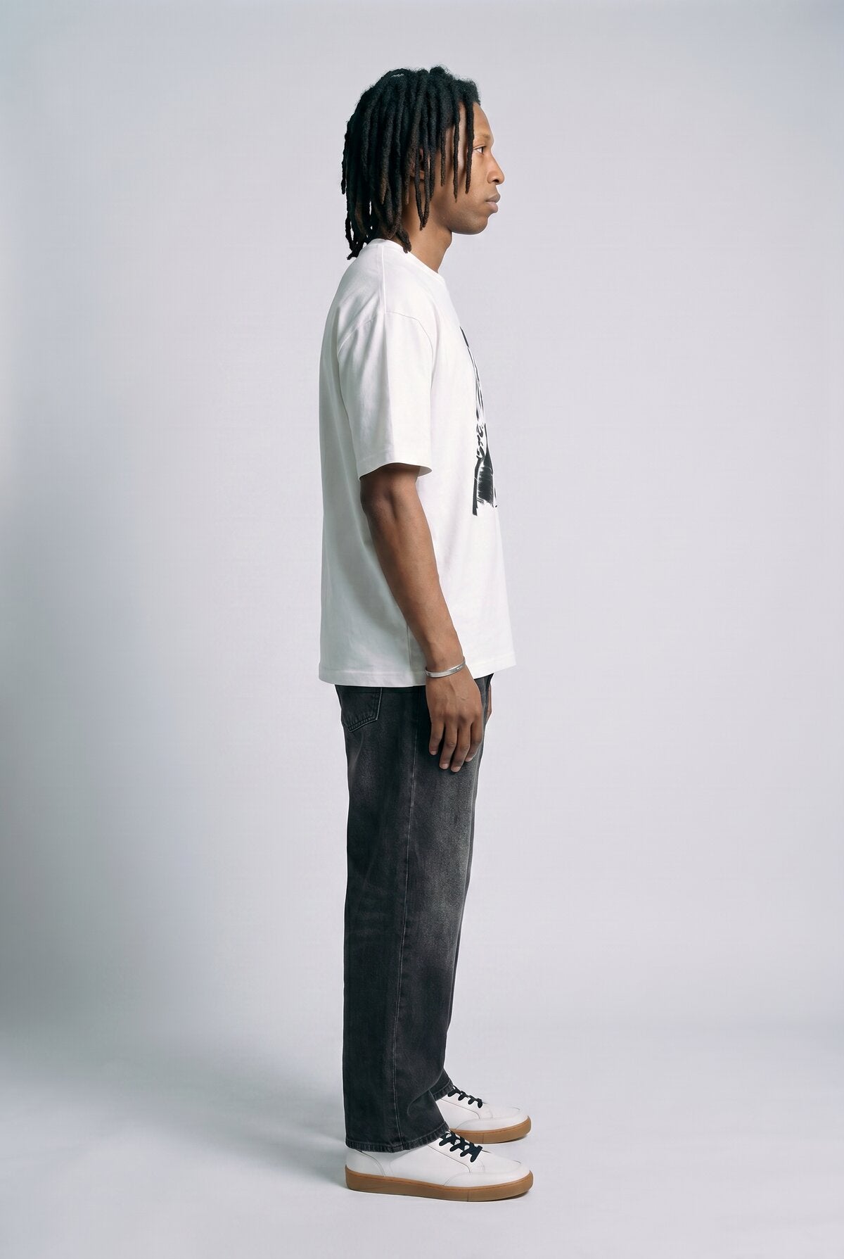 White graphic tee back flat lay — RARILETO Monalisa Classic Tee