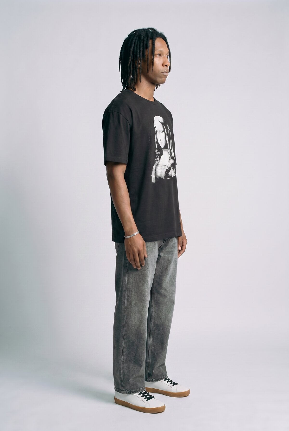Black male model side view — RARILETO Monalisa Classic Tee