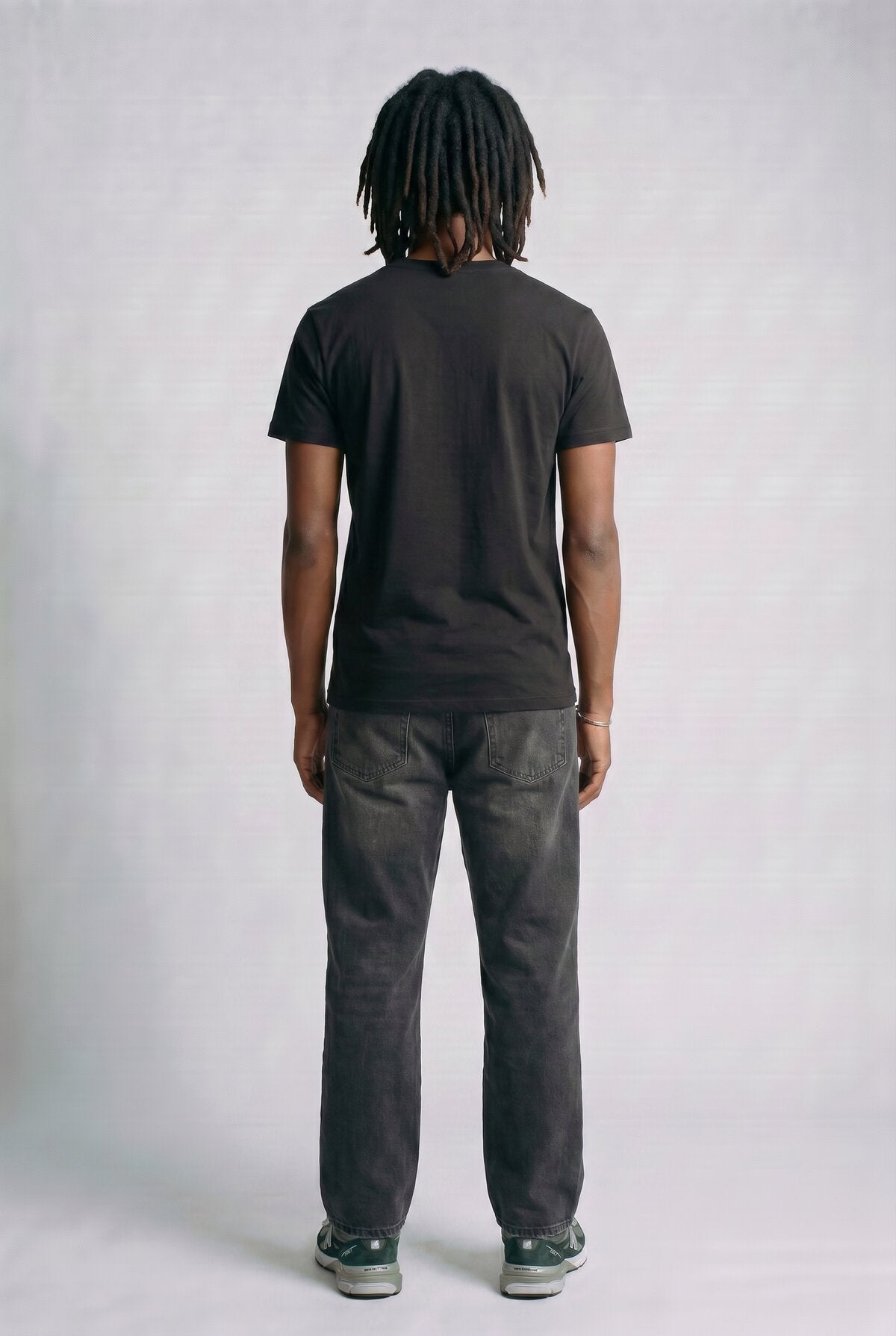 Black male model back view — RARILETO Clowns Classic Tee