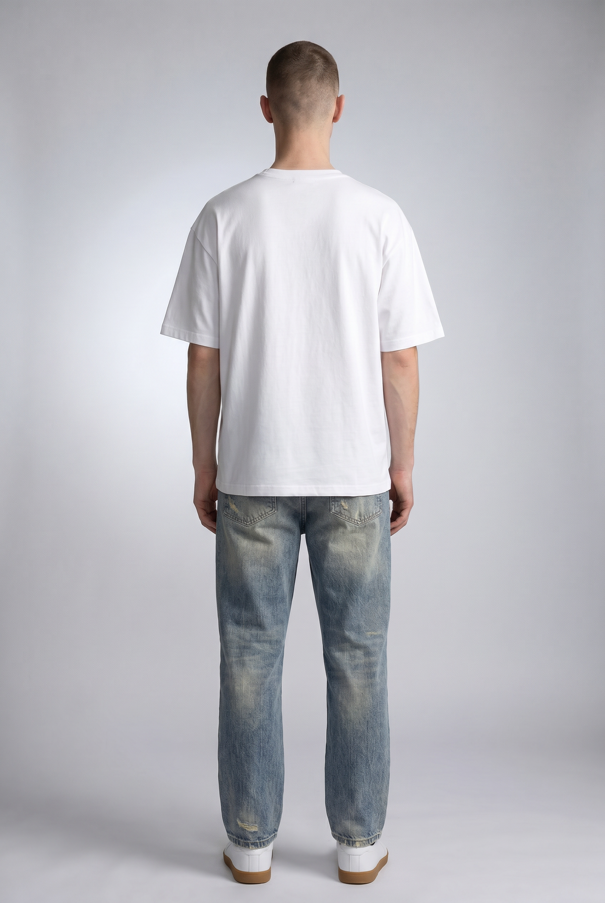White male model back view — RARILETO Elephant Classic Tee