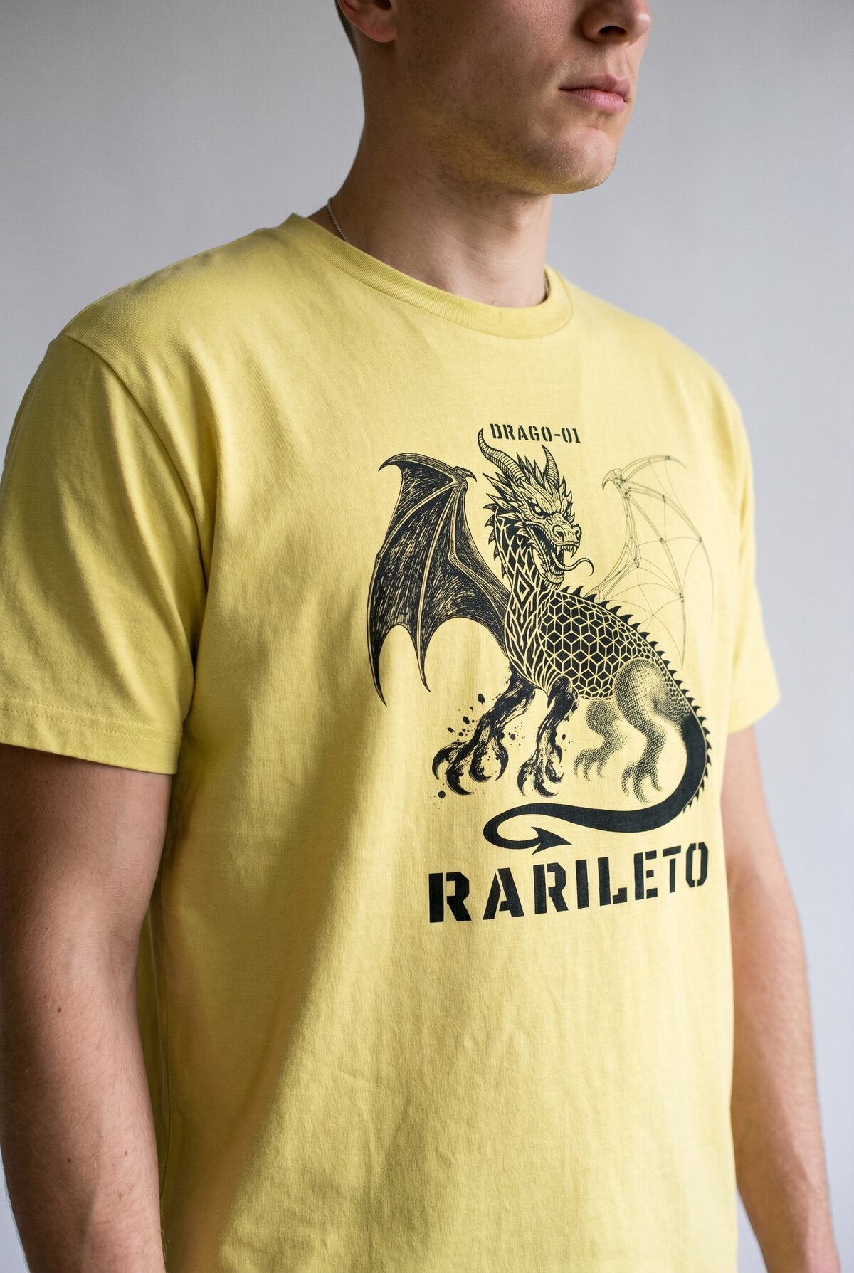 Lemon close-up graphic print detail — RARILETO Drago Classic Tee