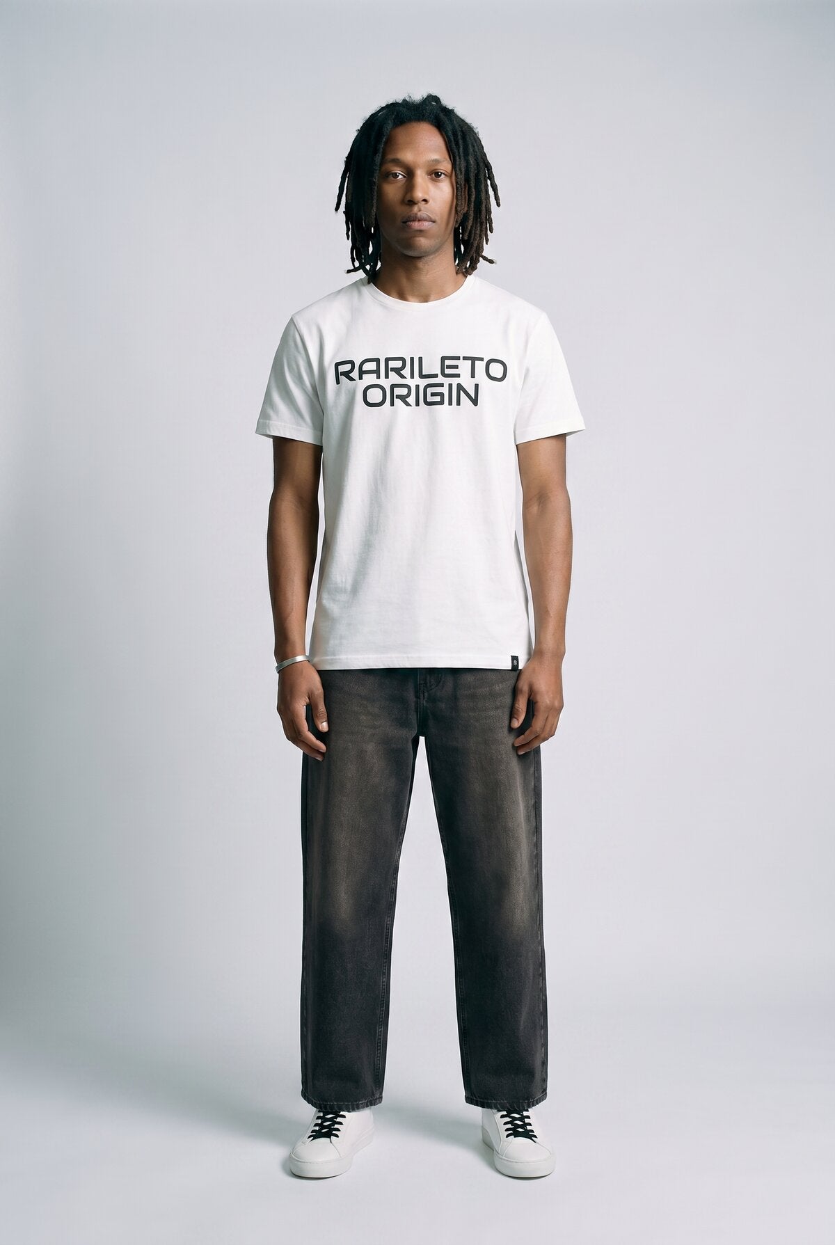 White male model wearing front view — RARILETO Origin Classic Tee