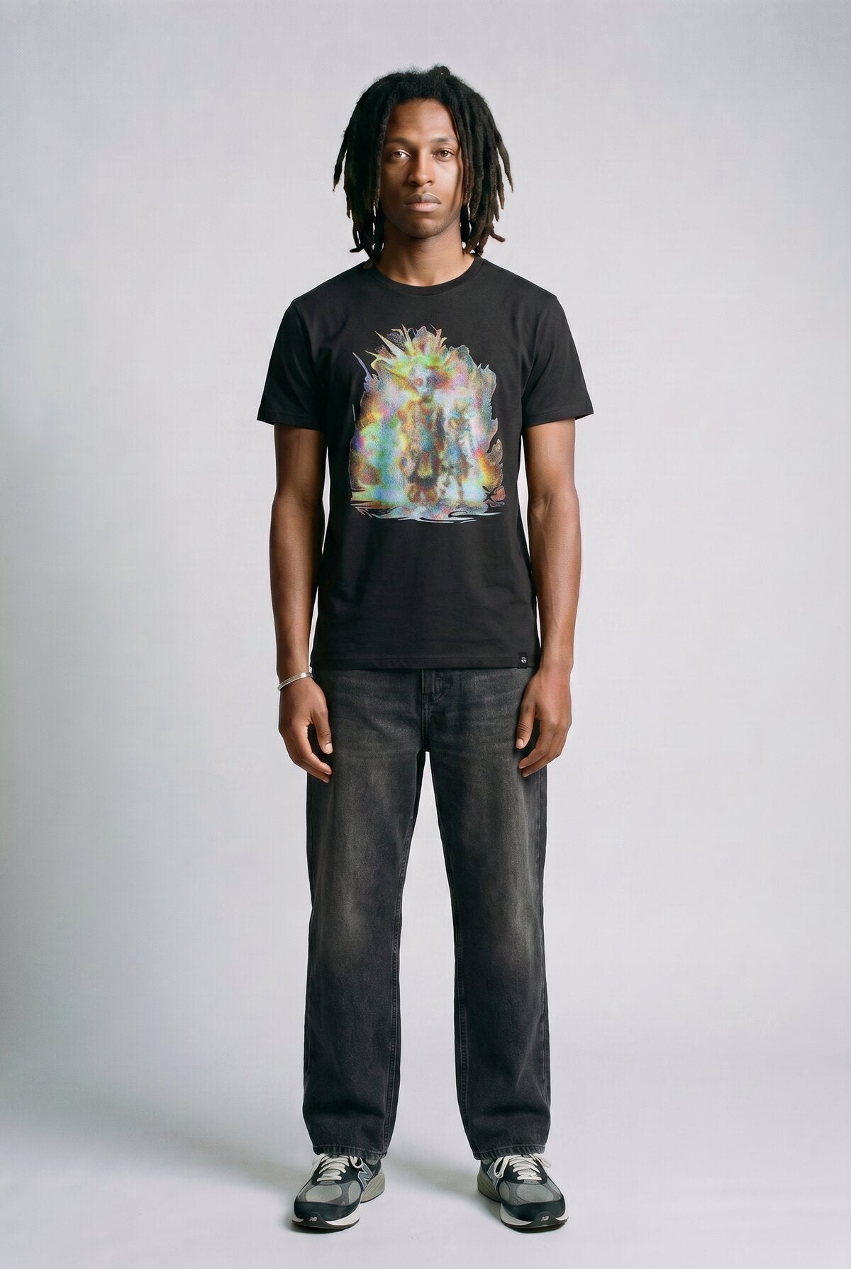 Black male model wearing front view — RARILETO Clowns Classic Tee