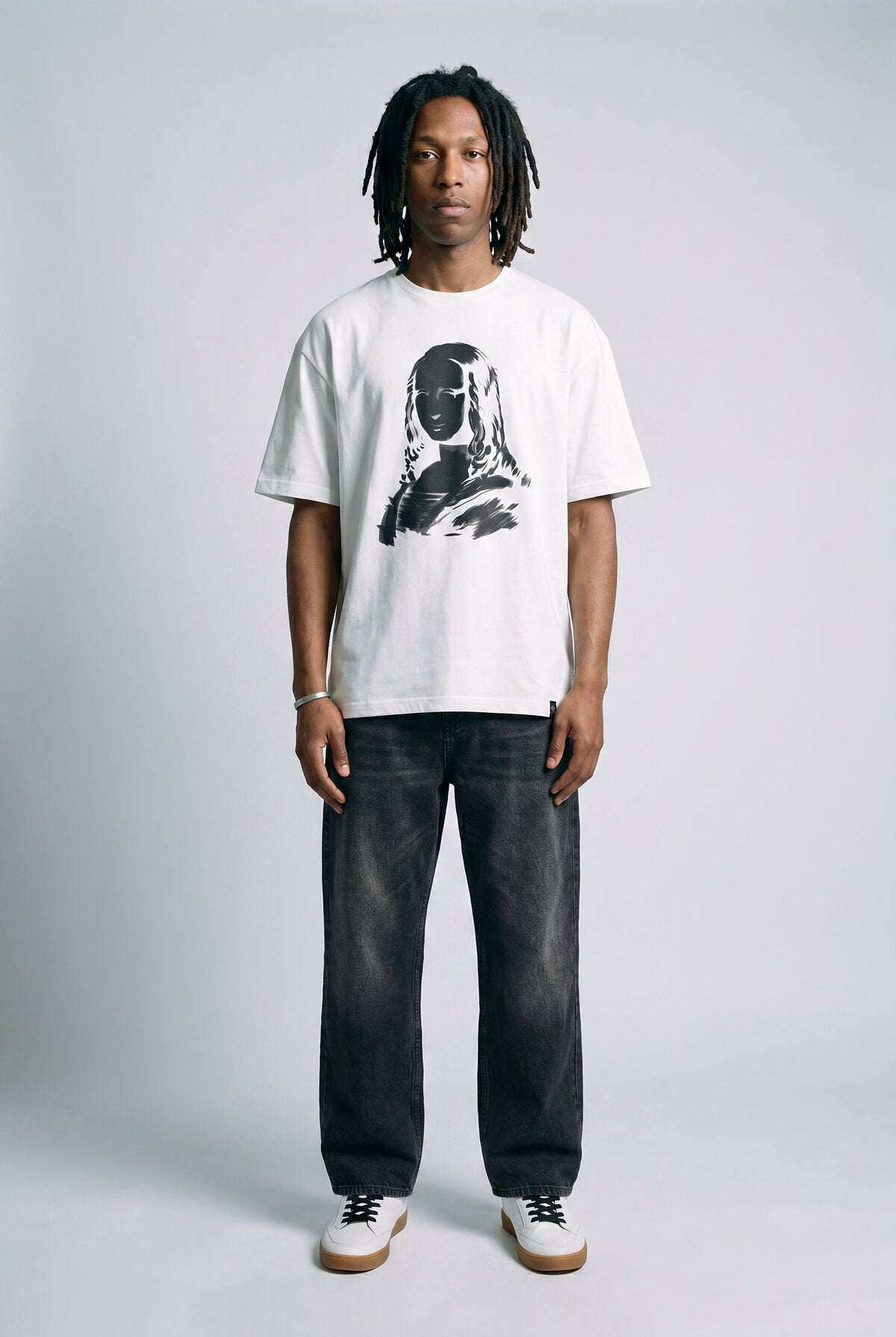 White male model wearing front view — RARILETO Monalisa Classic Tee