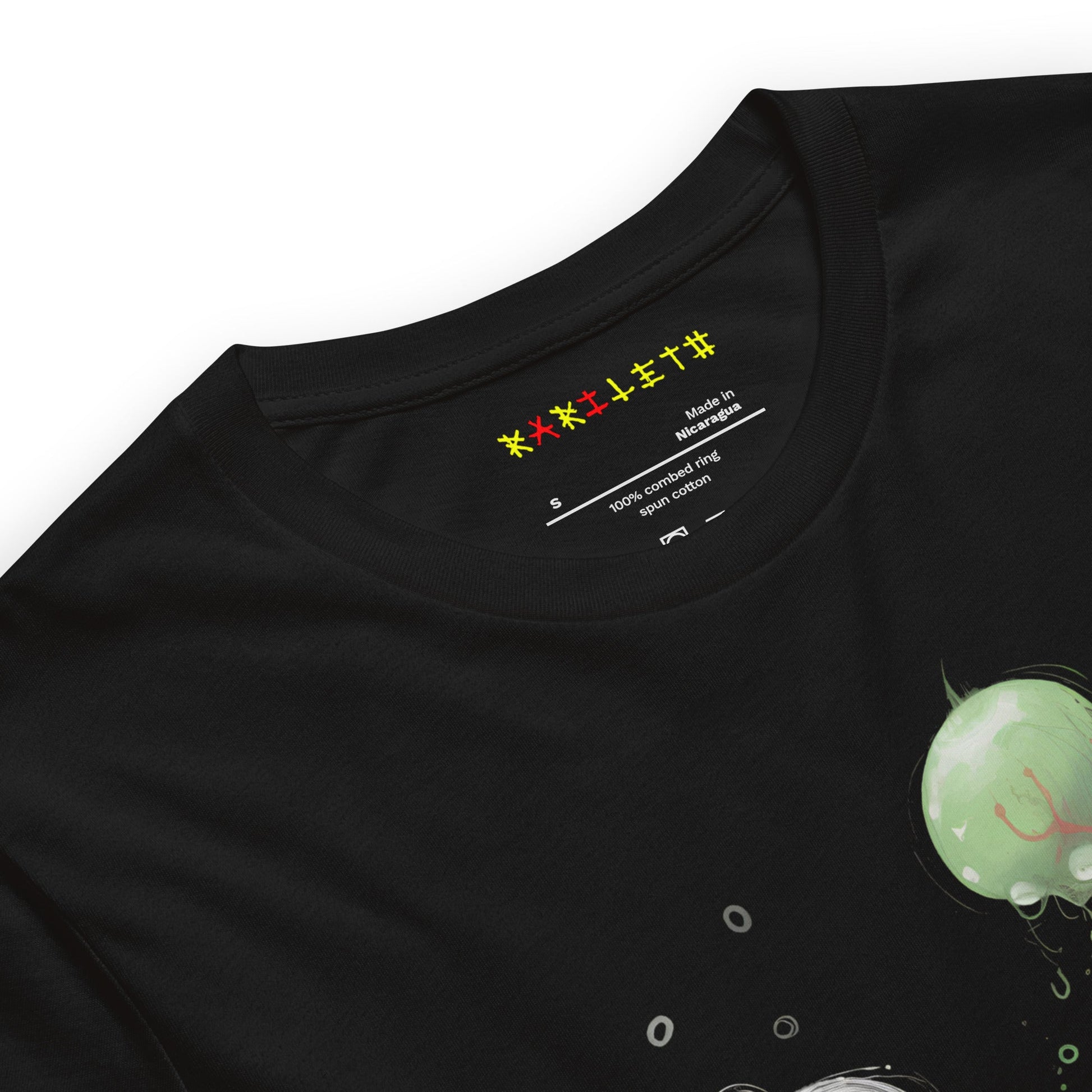 Black Neck Front View of MARS ALIEN DANCE Premium Crewneck T-Shirt