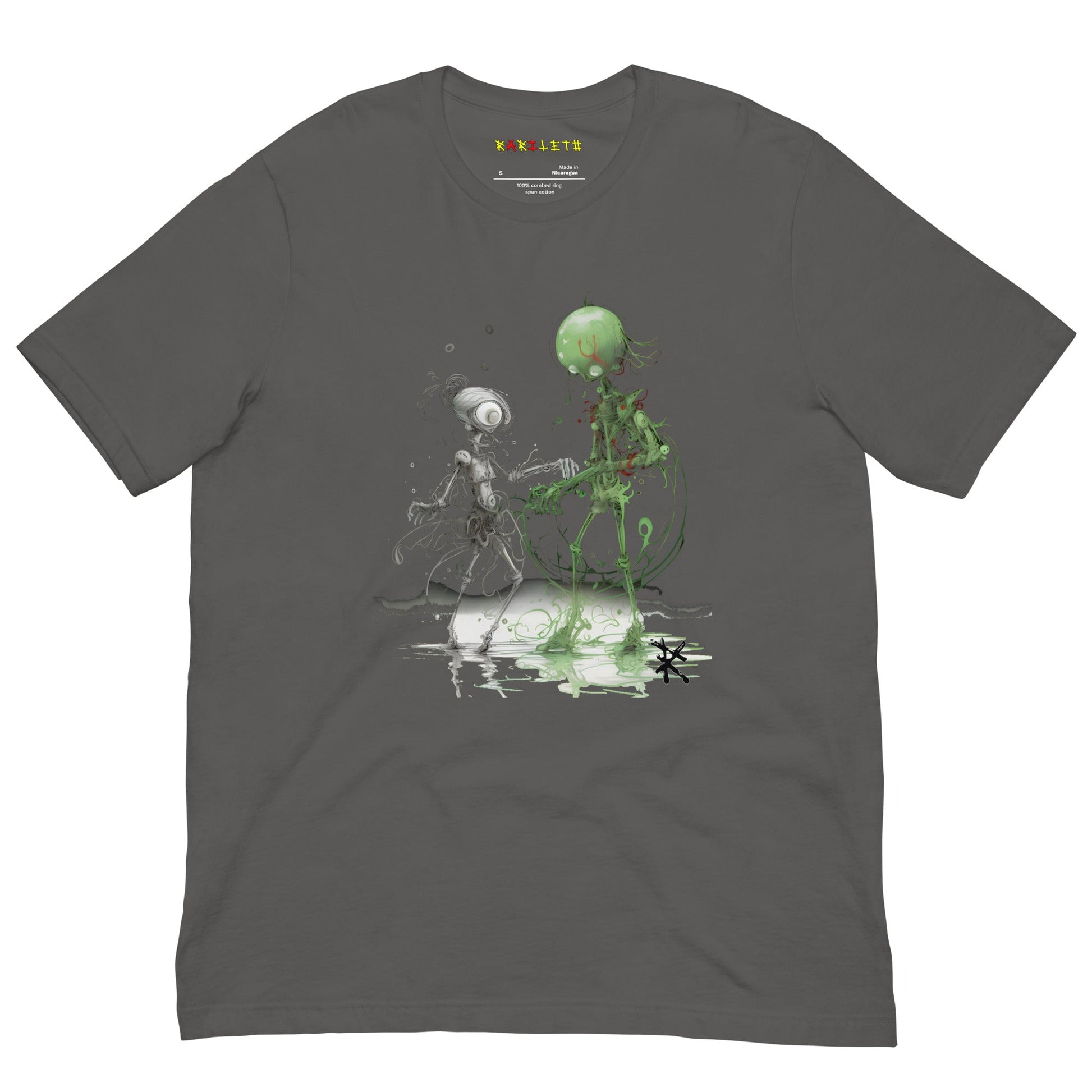 Front Asphalt: MARS ALIEN DANCE Premium Crewneck T-Shirt in Asphalt