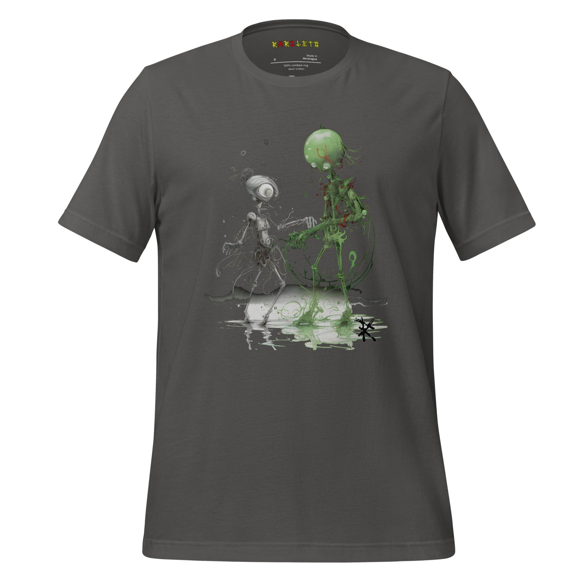 Front Ghost Asphalt: MARS ALIEN DANCE Premium Crewneck T-Shirt in Asphalt (Front Ghost View)