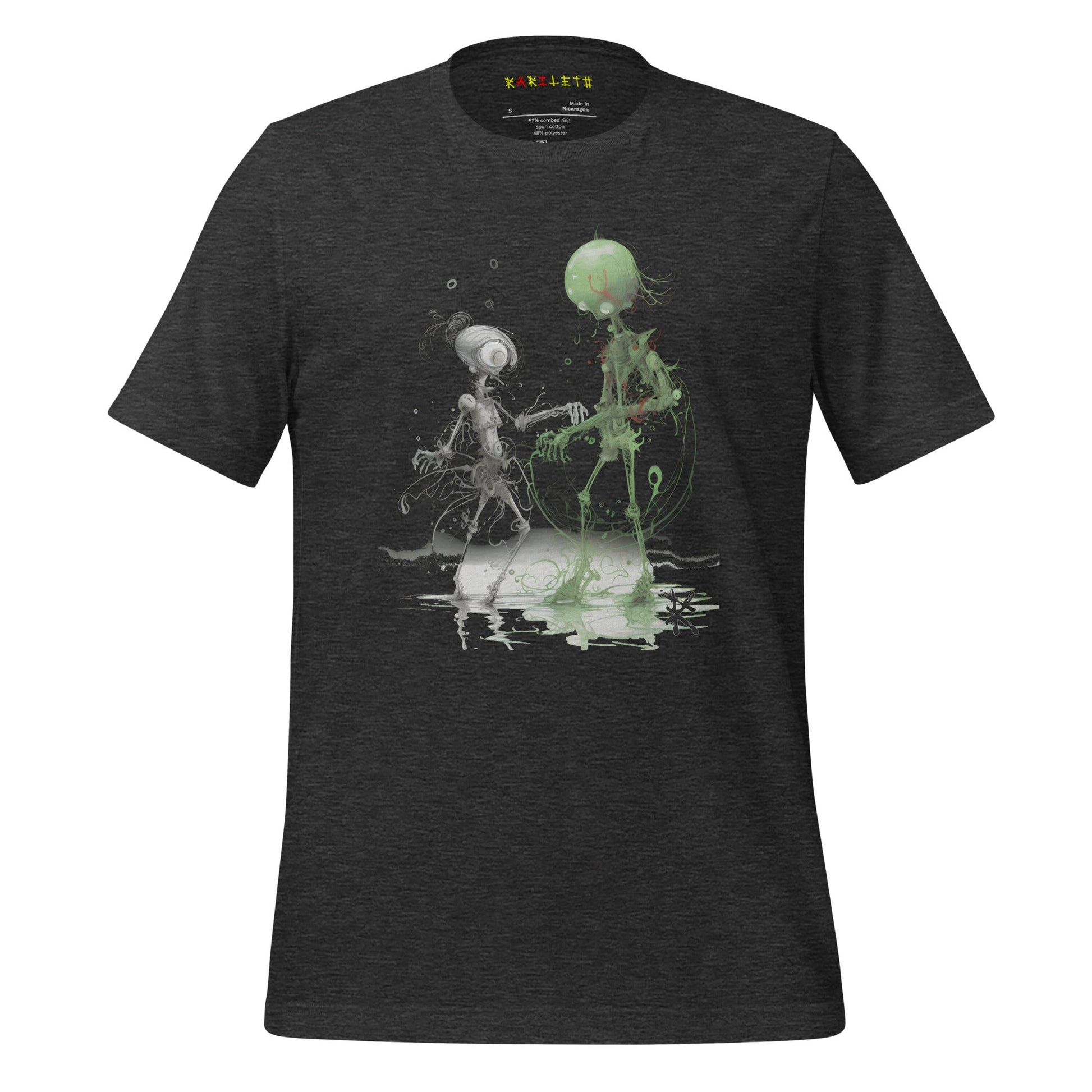 Front Ghost Dark Gray Heather: MARS ALIEN DANCE Premium Crewneck T-Shirt in Dark Gray Heather (Front Ghost View)