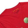 Neck Red: MARS ALIEN DANCE Premium Crewneck T-Shirt in Red (Neck View)