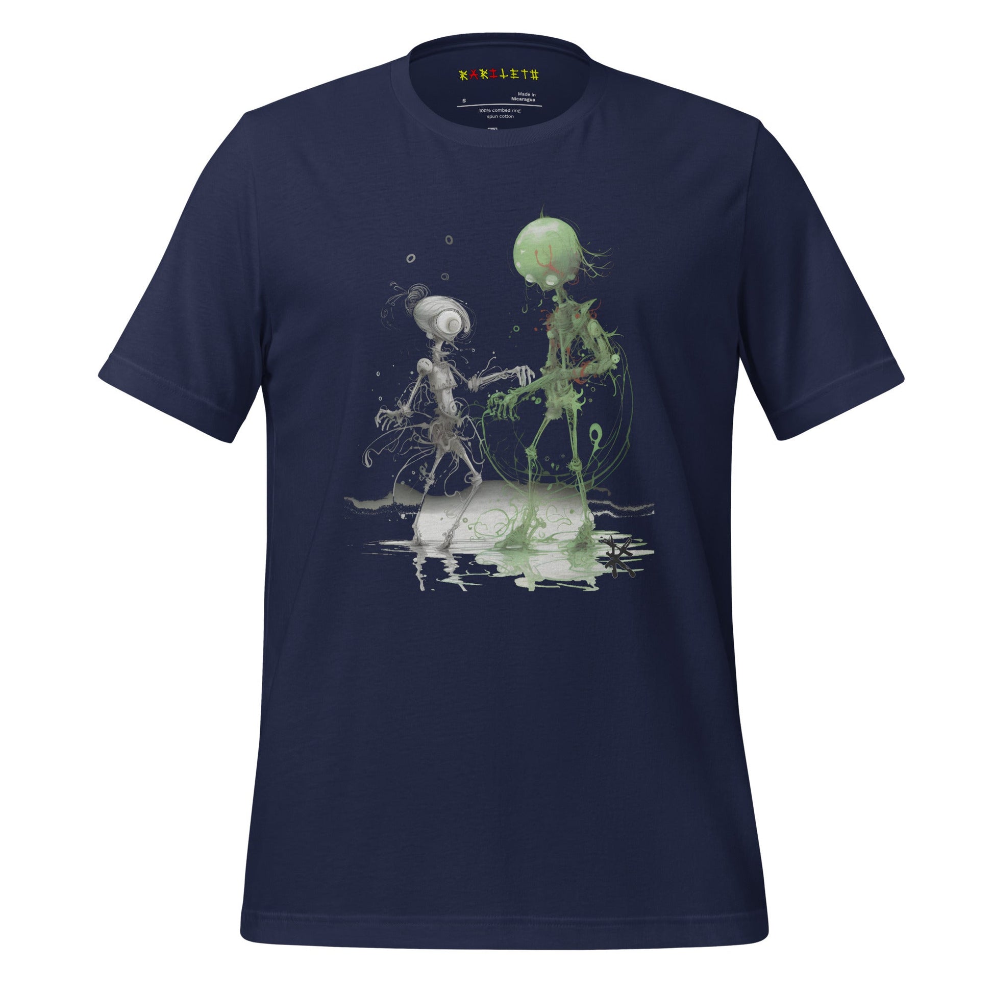 Front Ghost Navy: MARS ALIEN DANCE Premium Crewneck T-Shirt in Navy (Front Ghost View)