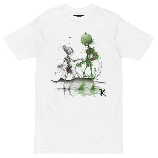 White Front View of MARS ALIENS DANCING Premium Heavyweight T-Shirt