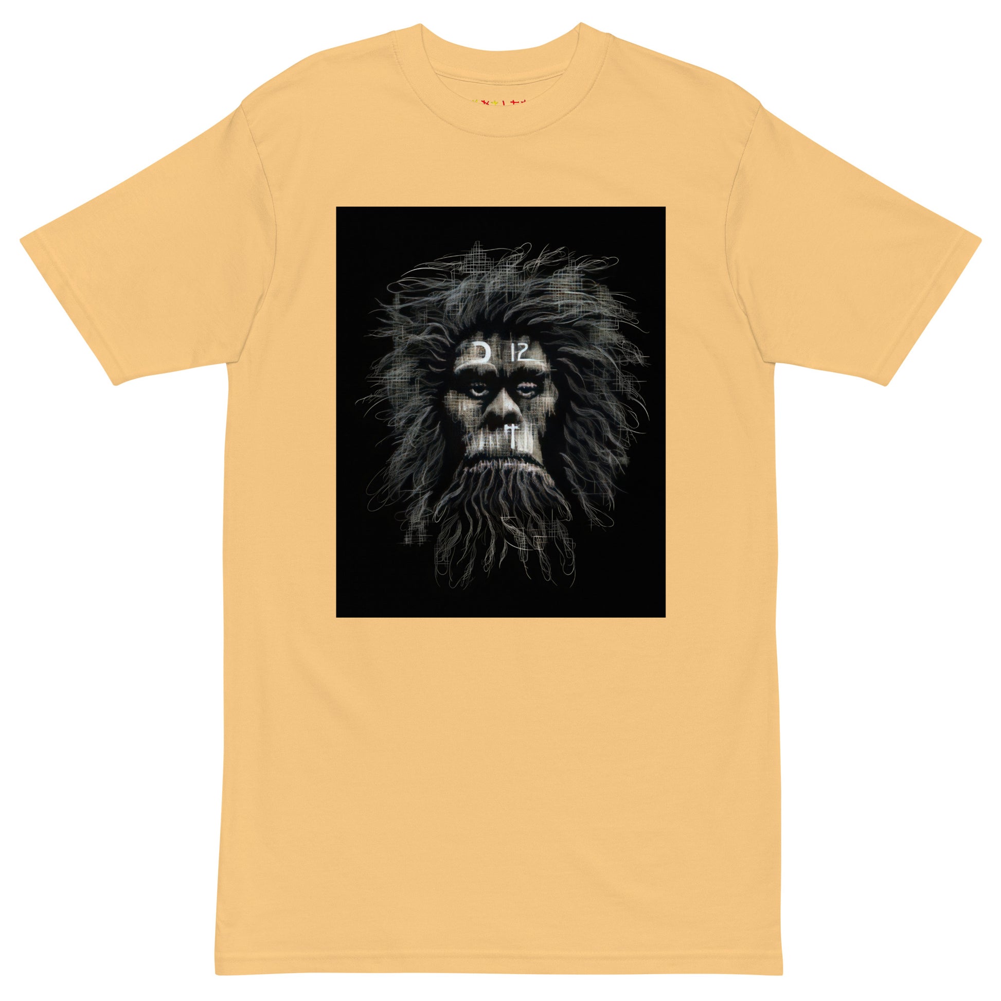 Vintage Gold Front View of CAVEMAN PORTRAIT Premium Heavyweight T-Shirt