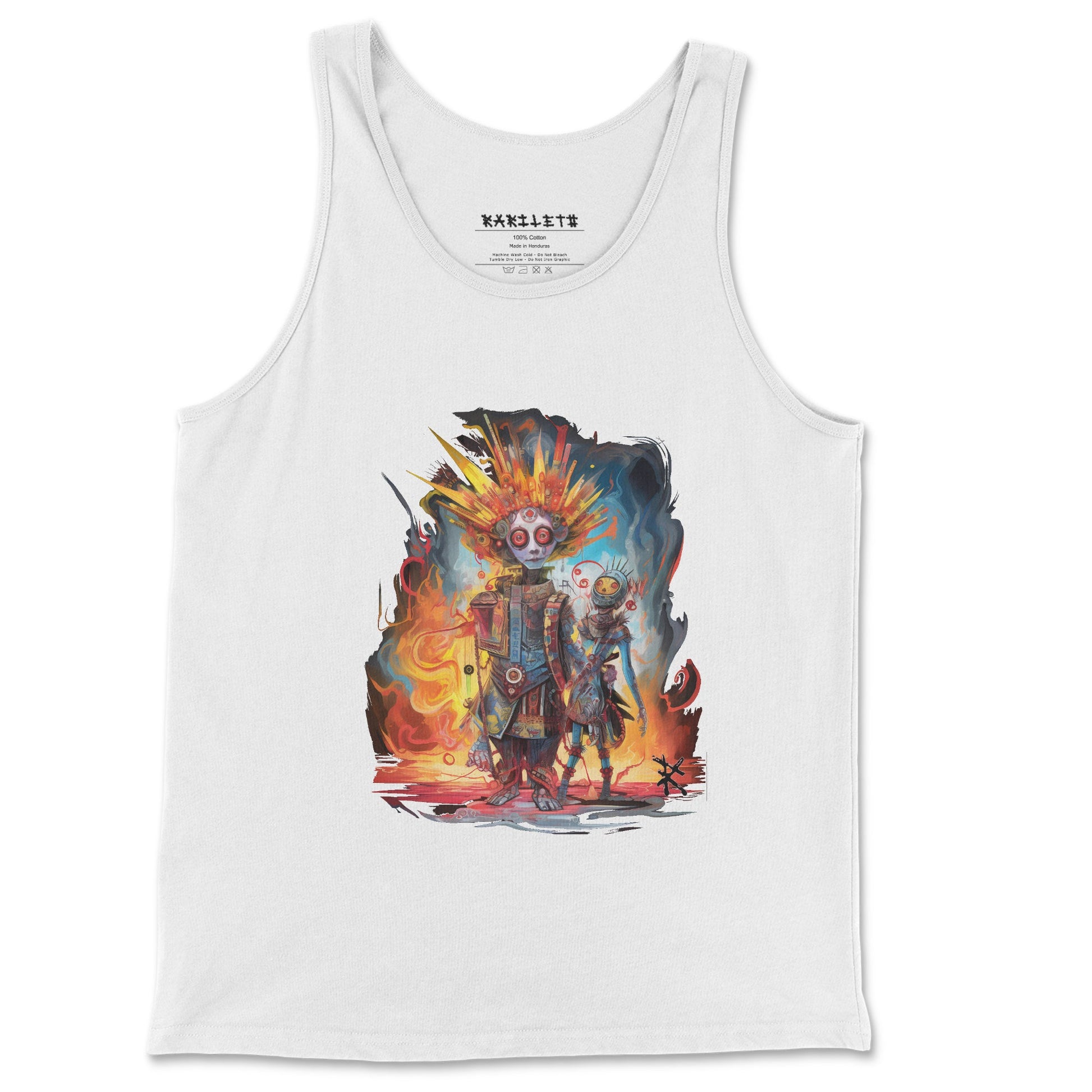 Front White: META HUMAN ROBOTS Tank Top in White - Front View

