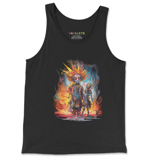 Front Black: META HUMAN ROBOTS Tank Top in Black - Front View

