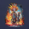 Navy Front Design View of META HUMAN ROBOTS TECHNICOLOR FIRE Premium Crewneck T-Shirt