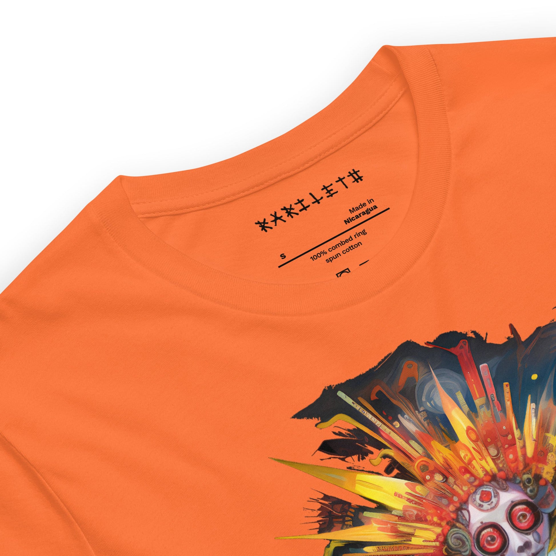 Orange Neck Front View of META HUMAN ROBOTS TECHNICOLOR FIRE Premium Crewneck T-Shirt