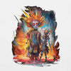 White Front Design View of META HUMAN ROBOTS TECHNICOLOR FIRE Premium Crewneck T-Shirt