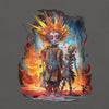 Asphalt Front Design View of META HUMAN ROBOTS TECHNICOLOR FIRE Premium Crewneck T-Shirt