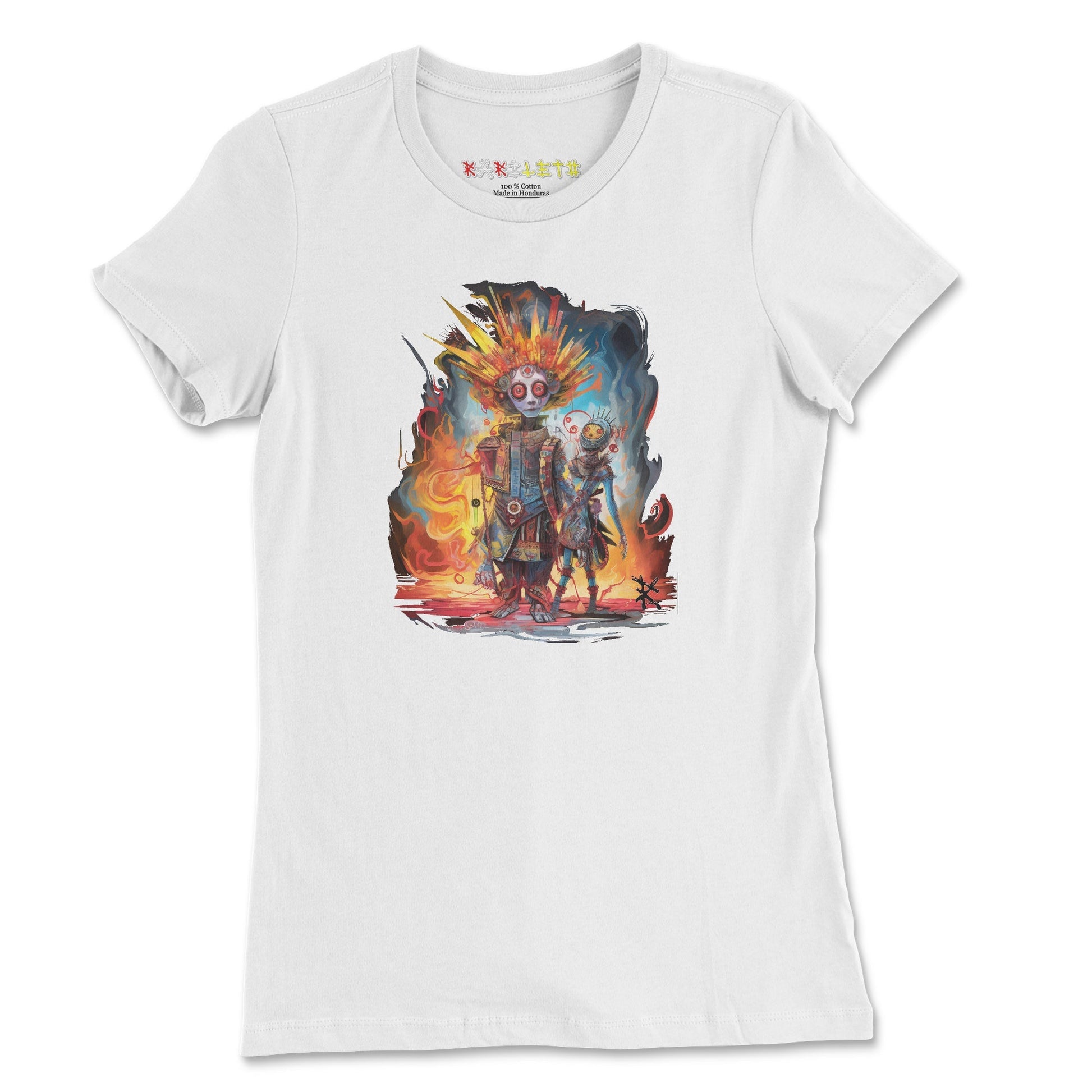 META HUMAN ROBOTS TECHNICOLOR Premium Tee in White - Rarileto - Front View