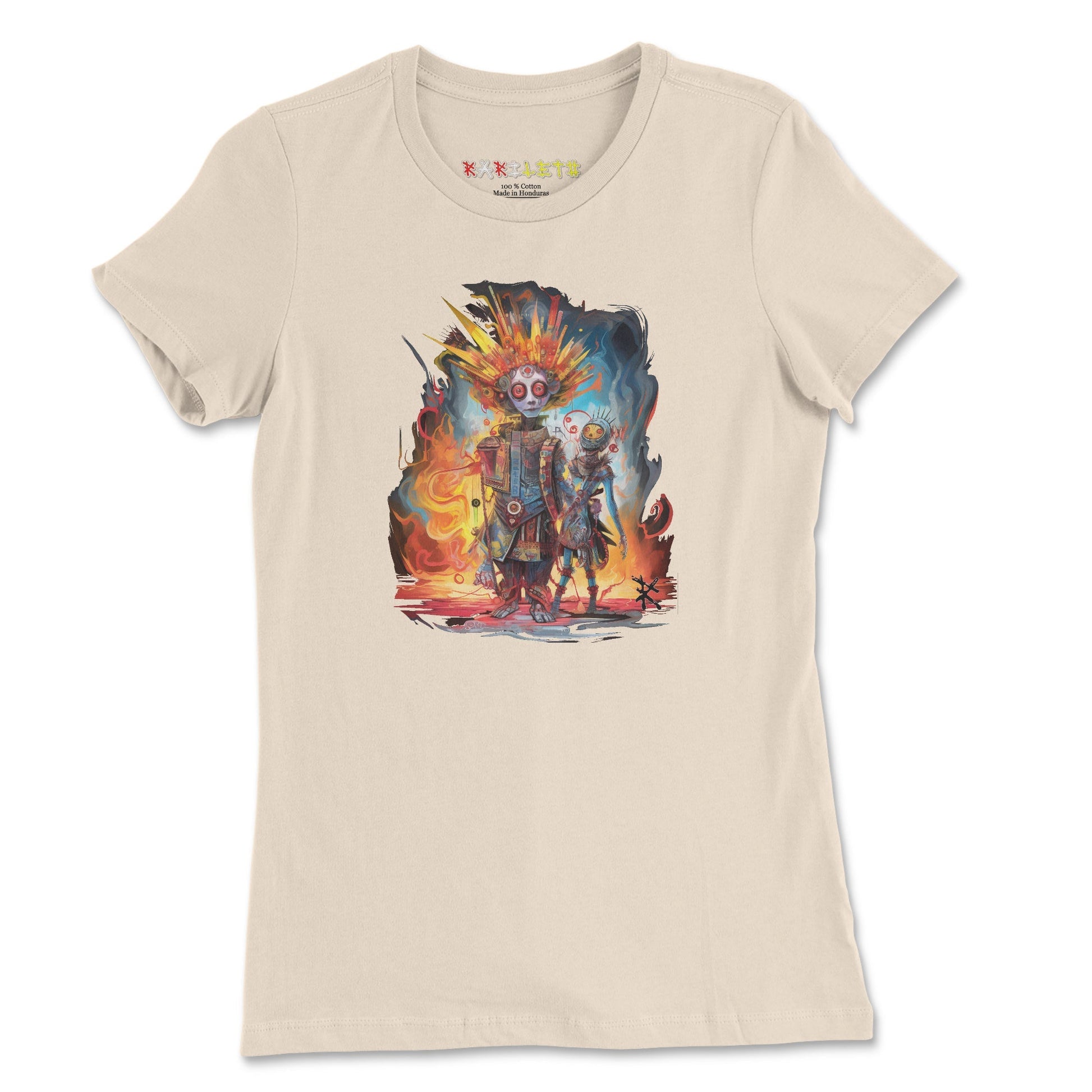 META HUMAN ROBOTS TECHNICOLOR Premium Tee in Soft Cream - Rarileto - Front View