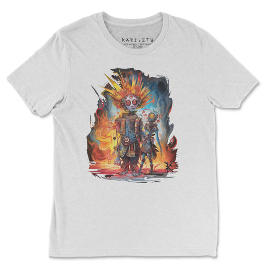 Front Solid White Triblend: META HUMAN ROBOTS TECHNICOLOR Unisex Triblend T-Shirt in Solid White Triblend