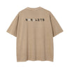 METAL BOY Unisex Drop Shoulder Stone Wash T-Shirt in Camel - Rarileto - Back View