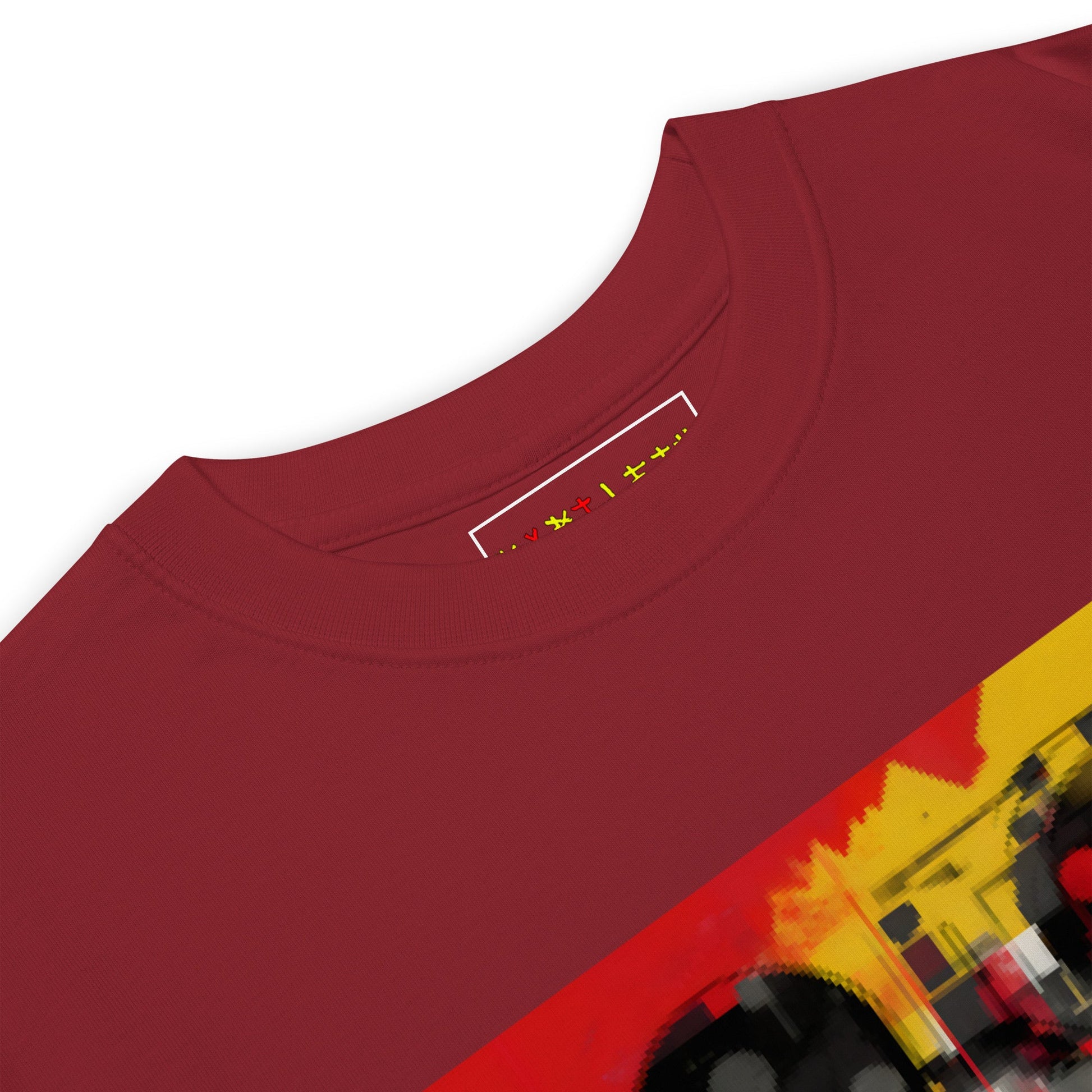 MOUSE Premium Heavyweight T-Shirt - Color Brick Red - Front Neck View - Rarileto
