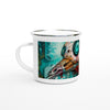 PUNK ROBOT BIRD Enamel Mug - Rarileto