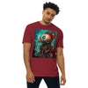 PUNK ROBOT BIRD Premium Heavyweight T-Shirt - Color Brick Red - Front View on Model - Rarileto
