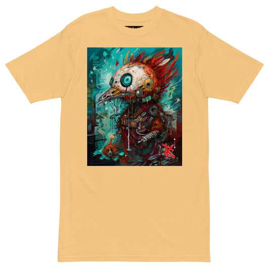 Vintage Gold Front View of PUNK ROBOT BIRD Premium Heavyweight T-Shirt