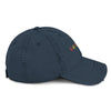 Right Side: RARILETO Distressed Dad Hat in Navy - Right Side View - Rarileto