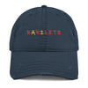 Front: RARILETO Distressed Dad Hat in Navy - Front View - Rarileto