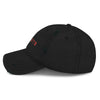 Left Side: RARILETO Distressed Dad Hat in Black - Left Side View - Rarileto