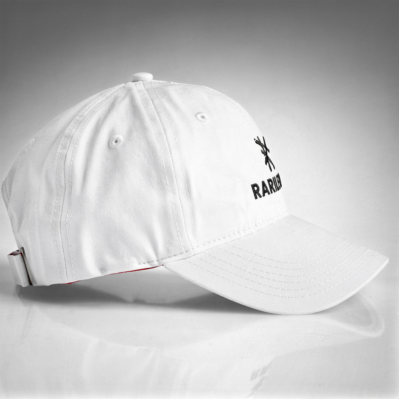 White cap design close up RARILETO Embroidered Logo Cap — Low Profile