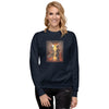 Female Model Front: ROBOT ANGEL Sweatshirt in Navy on Female Model